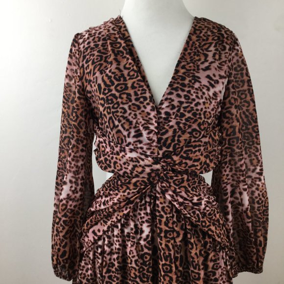 Anthropologie Ranna Gill Animal-Print Cut-Out Midi Dress m - Picture 5 of 11